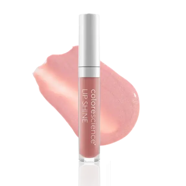Colorescience Lip Shine bottle and Glow Blush color example.